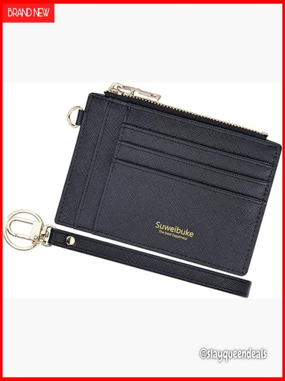 Slim RFID Blocking Leather Wristlet Card Case Wallet with Keychain